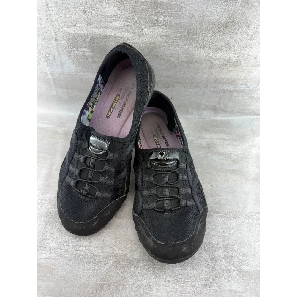 Skechers Relaxed Fit Memory Foam Black Bungee Slip On Shoes 23030TX Women Sz 8.5